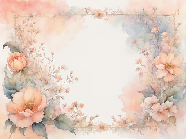 Peach Floral Watercolor Frames: Scrapbook Paper Pack (Digital Art Print) — image 8
