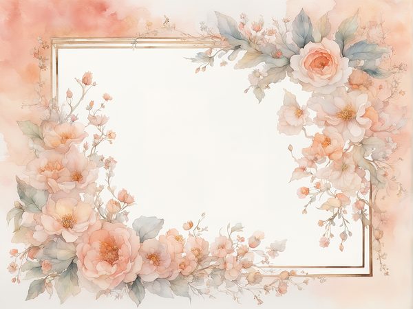 Peach Floral Watercolor Frames: Scrapbook Paper Pack (Digital Art Print) — image 9