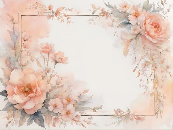 Peach Floral Watercolor Frames: Scrapbook Paper Pack (Digital Art Print) — image 10