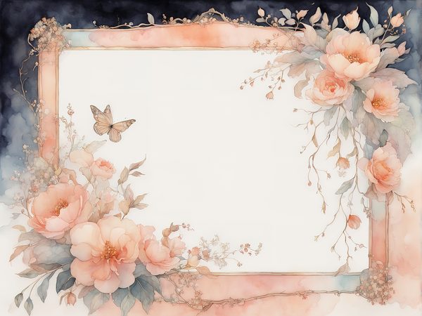 Peach Floral Watercolor Frames: Scrapbook Paper Pack (Digital Art Print) — image 11