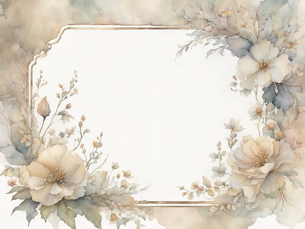 Khaki Floral Watercolor Digital Paper: Rustic Scrapbook Borders (10 JPGs, Digital Download, Commercial Use) — image 1