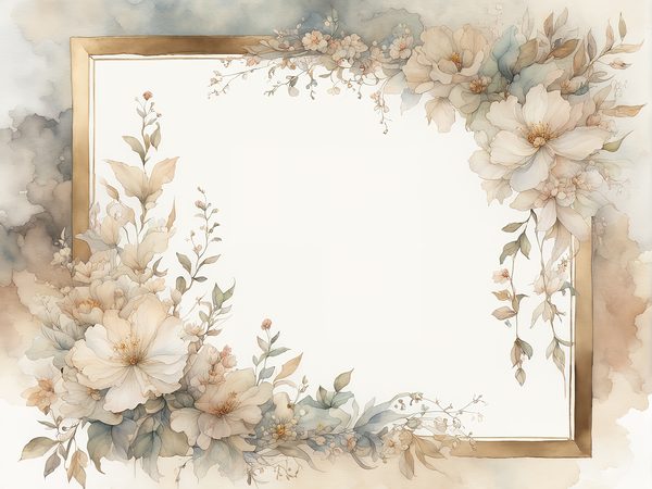 Khaki Floral Watercolor Digital Paper: Rustic Scrapbook Borders (10 JPGs, Digital Download, Commercial Use) — image 2