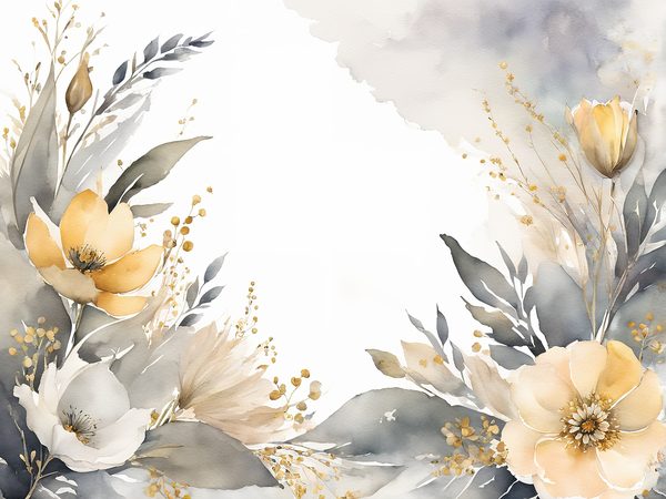 Watercolor Gold Floral Digital Paper: Grey Background (10 JPGs) — image 11
