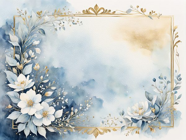Watercolor Dusty Blue Floral Paper Pack: Scrapbook Page Frames (Digital Download) — image 6