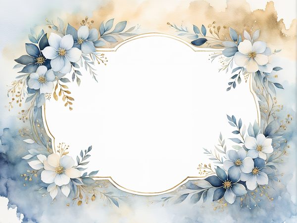 Watercolor Dusty Blue Floral Paper Pack: Scrapbook Page Frames (Digital Download) — image 10