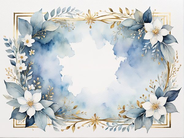 Watercolor Dusty Blue Floral Paper Pack: Scrapbook Page Frames (Digital Download) — image 11