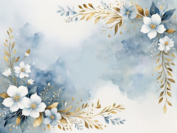 Watercolor Dusty Blue Floral Paper Pack: Scrapbook Page Frames (Digital Download) — image 12