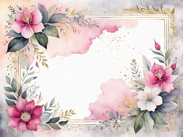 Fuchsia Watercolor Floral Paper Pack: US Letter Landscape (Digital Download) — image 11