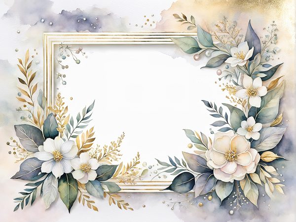 Watercolor Floral Digital Paper Pack: Pearl White Botanical Frames (10 JPGs) — image 1