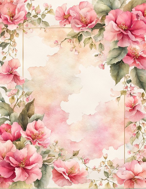 Watercolor Bougainvillea Floral Frames: Dusty Pink Digital Paper (JPG) — image 2
