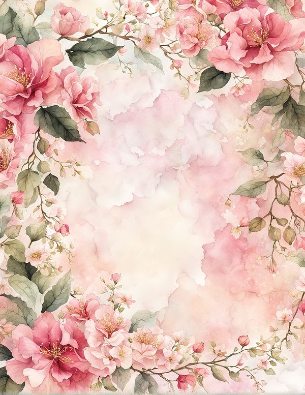 Watercolor Bougainvillea Floral Frames: Dusty Pink Digital Paper (JPG) — image 3