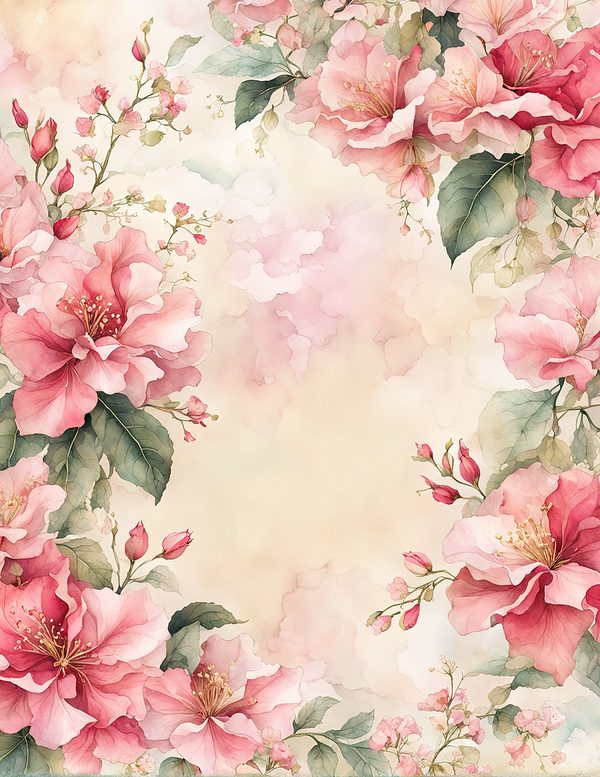 Watercolor Bougainvillea Floral Frames: Dusty Pink Digital Paper (JPG) — image 4