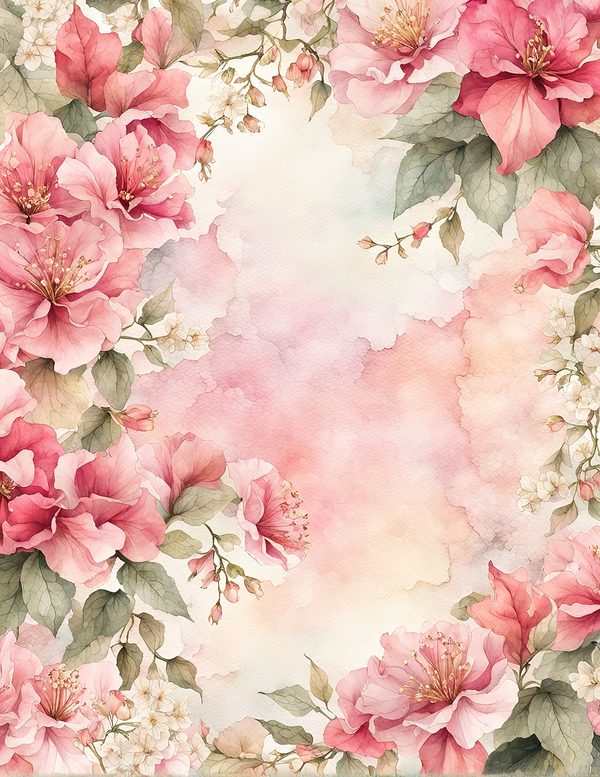 Watercolor Bougainvillea Floral Frames: Dusty Pink Digital Paper (JPG) — image 5