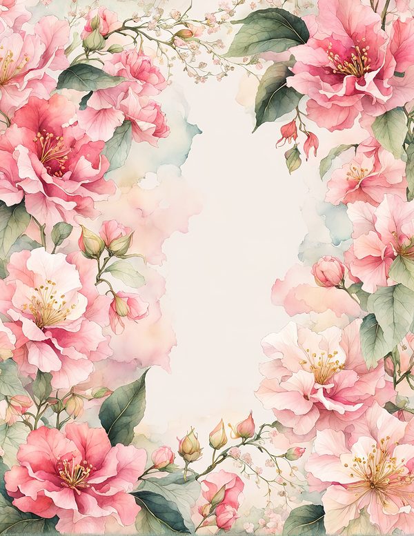 Watercolor Bougainvillea Floral Frames: Dusty Pink Digital Paper (JPG) — image 6