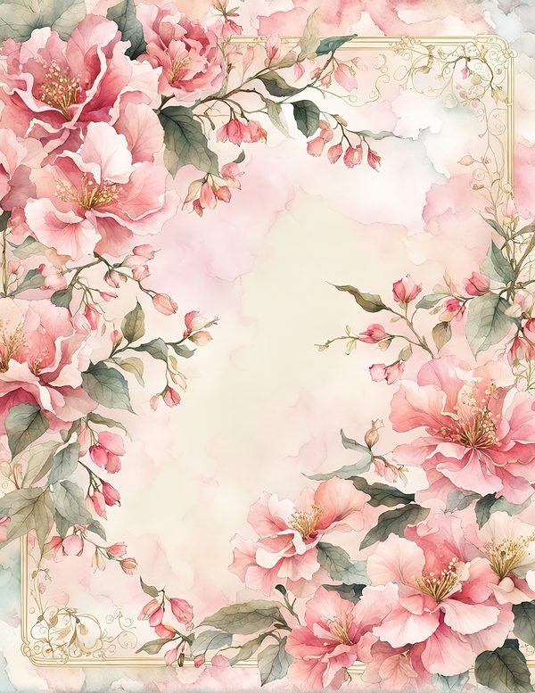 Watercolor Bougainvillea Floral Frames: Dusty Pink Digital Paper (JPG) — image 7