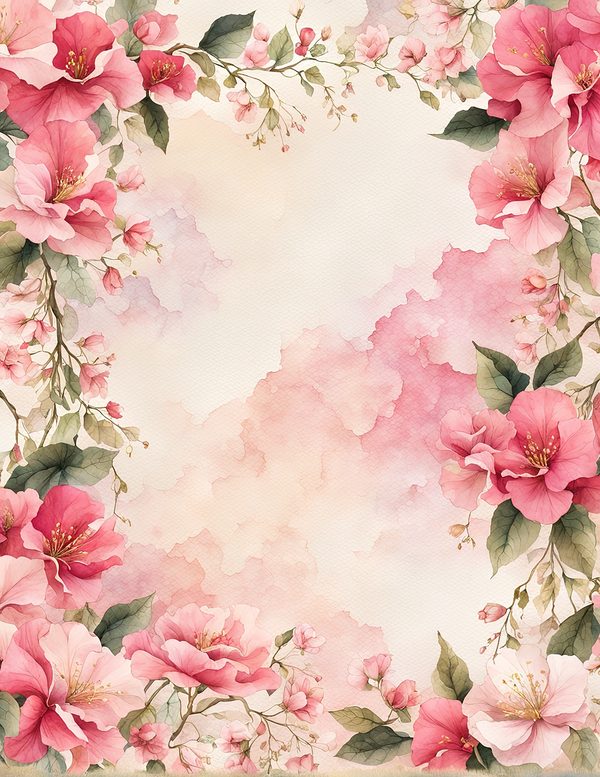 Watercolor Bougainvillea Floral Frames: Dusty Pink Digital Paper (JPG) — image 8