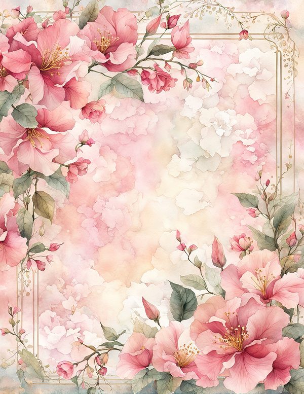 Watercolor Bougainvillea Floral Frames: Dusty Pink Digital Paper (JPG) — image 10