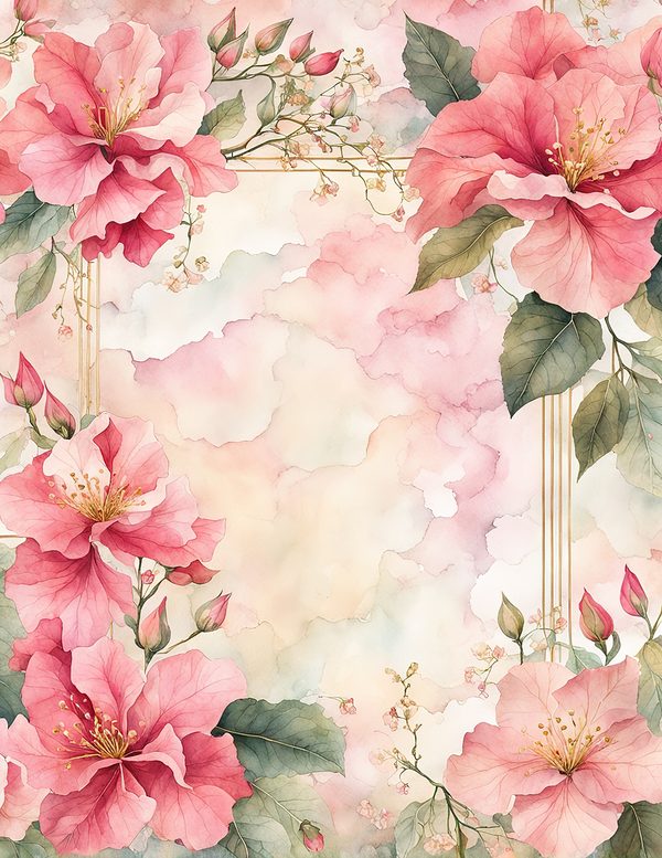 Watercolor Bougainvillea Floral Frames: Dusty Pink Digital Paper (JPG) — image 12