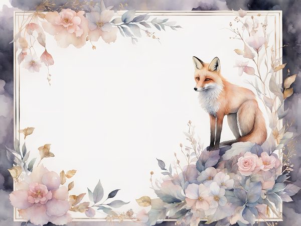 Watercolor Woodland Fox Digital Paper Pack: Soft Pastel Frames (JPGs) — image 1