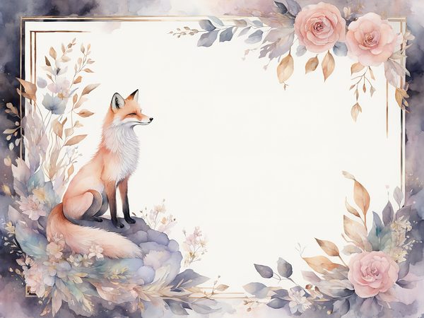 Watercolor Woodland Fox Digital Paper Pack: Soft Pastel Frames (JPGs) — image 2