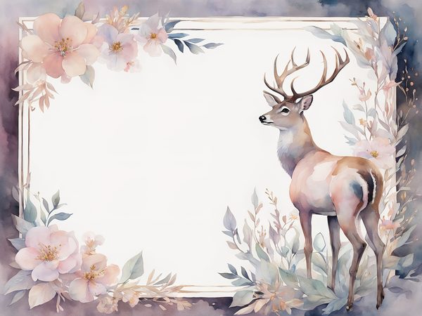 Watercolor Stag Digital Paper: Woodland Frames, Soft Pastels (10 JPGs) — image 6
