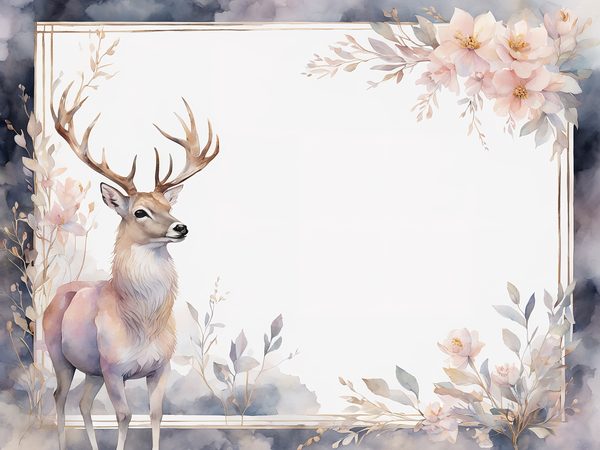 Watercolor Stag Digital Paper: Woodland Frames, Soft Pastels (10 JPGs) — image 7