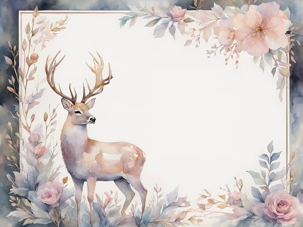 Watercolor Stag Digital Paper: Woodland Frames, Soft Pastels (10 JPGs) — image 11