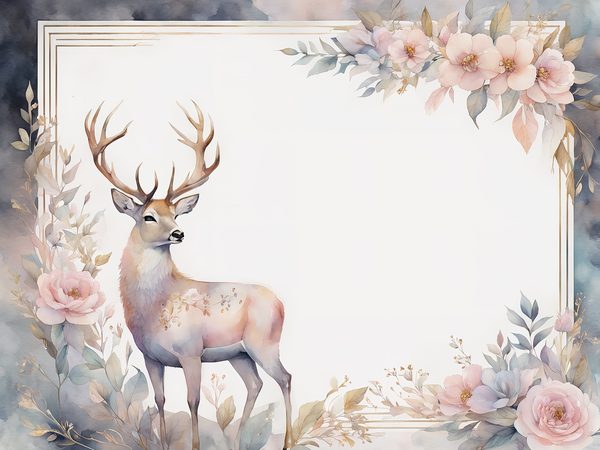 Watercolor Stag Digital Paper: Woodland Frames, Soft Pastels (10 JPGs) — image 12