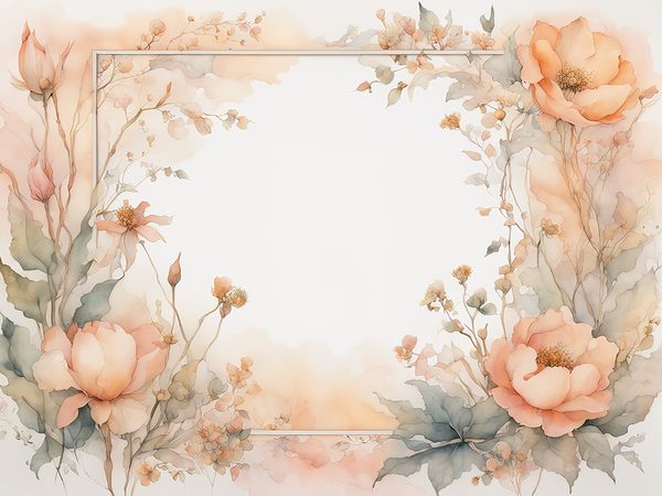 Watercolor Floral Frame Digital Paper: Dusty Peach Scrapbook Borders (10 JPGs) — image 1