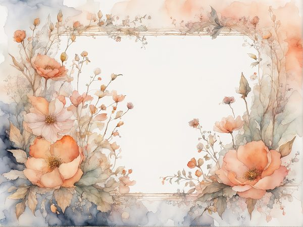 Watercolor Floral Frame Digital Paper: Dusty Peach Scrapbook Borders (10 JPGs) — image 2