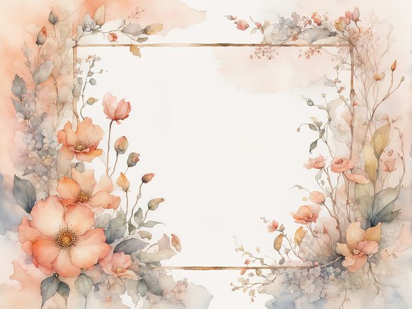 Watercolor Floral Frame Digital Paper: Dusty Peach Scrapbook Borders (10 JPGs) — image 3