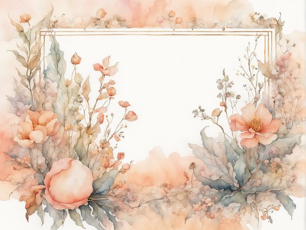 Watercolor Floral Frame Digital Paper: Dusty Peach Scrapbook Borders (10 JPGs) — image 4