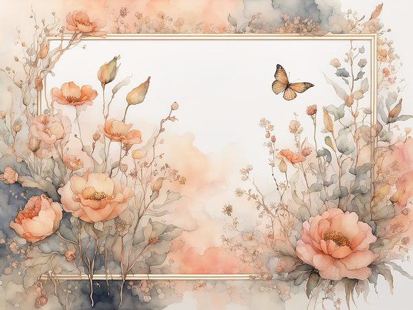 Watercolor Floral Frame Digital Paper: Dusty Peach Scrapbook Borders (10 JPGs) — image 5
