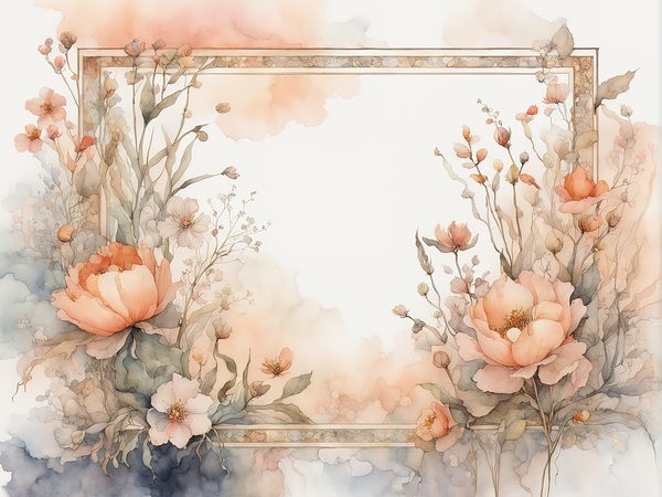 Watercolor Floral Frame Digital Paper: Dusty Peach Scrapbook Borders (10 JPGs) — image 6