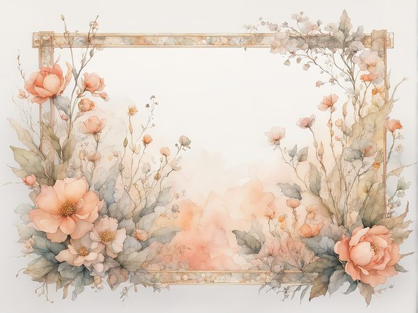 Watercolor Floral Frame Digital Paper: Dusty Peach Scrapbook Borders (10 JPGs) — image 7