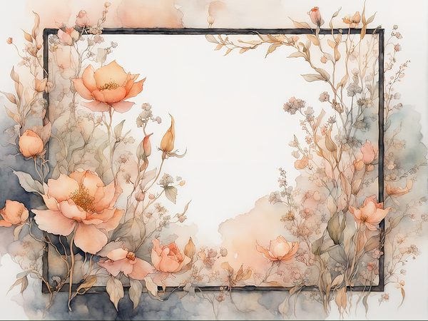 Watercolor Floral Frame Digital Paper: Dusty Peach Scrapbook Borders (10 JPGs) — image 8