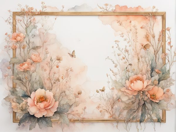 Watercolor Floral Frame Digital Paper: Dusty Peach Scrapbook Borders (10 JPGs) — image 9