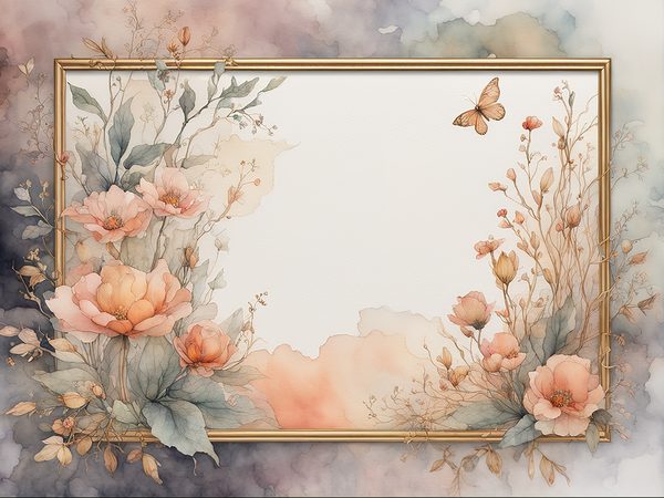 Watercolor Floral Frame Digital Paper: Dusty Peach Scrapbook Borders (10 JPGs) — image 10
