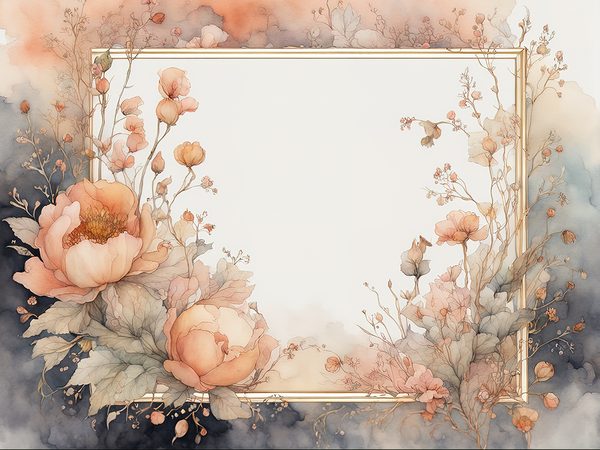 Watercolor Floral Frame Digital Paper: Dusty Peach Scrapbook Borders (10 JPGs) — image 11