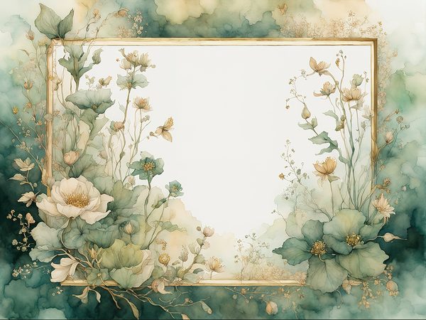 Watercolor Floral Frame Digital Paper Pack: Lush Forest Green (10 JPGs) — image 1