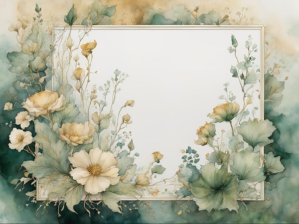 Watercolor Floral Frame Digital Paper Pack: Lush Forest Green (10 JPGs) — image 2
