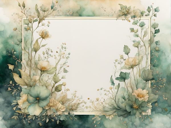 Watercolor Floral Frame Digital Paper Pack: Lush Forest Green (10 JPGs) — image 3