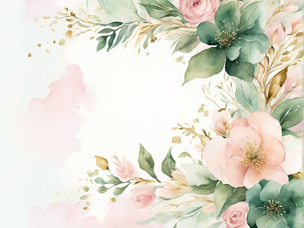 Watercolor Pink Roses & Gold Floral Digital Paper (10 JPGs) (Commercial Use) — image 4