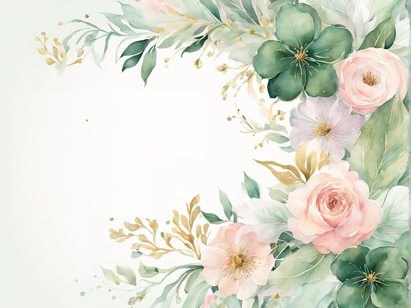 Watercolor Pink Roses & Gold Floral Digital Paper (10 JPGs) (Commercial Use) — image 5