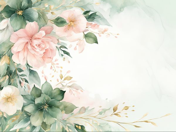 Watercolor Pink Roses & Gold Floral Digital Paper (10 JPGs) (Commercial Use) — image 6