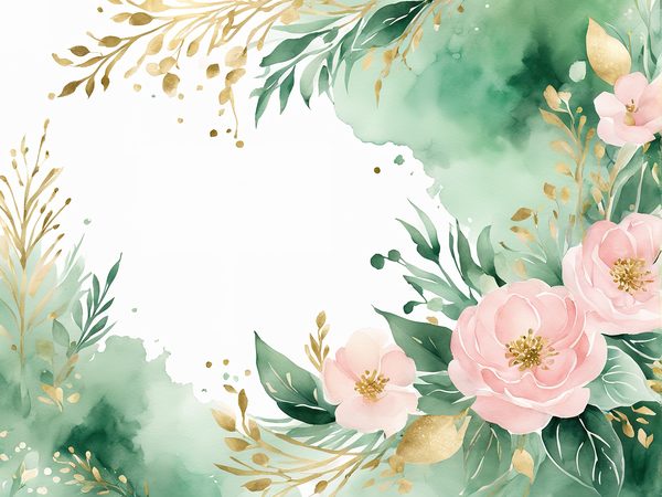 Watercolor Pink Roses & Gold Floral Digital Paper (10 JPGs) (Commercial Use) — image 7