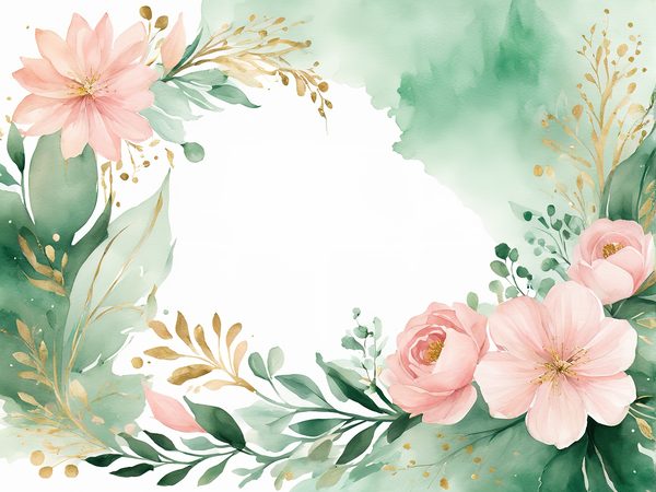 Watercolor Pink Roses & Gold Floral Digital Paper (10 JPGs) (Commercial Use) — image 8