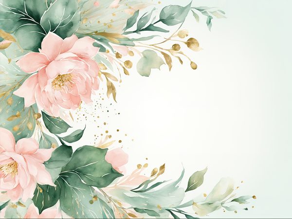 Watercolor Pink Roses & Gold Floral Digital Paper (10 JPGs) (Commercial Use) — image 9