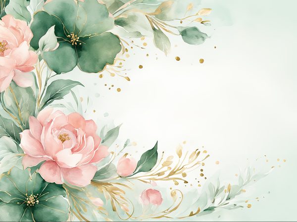 Watercolor Pink Roses & Gold Floral Digital Paper (10 JPGs) (Commercial Use) — image 11