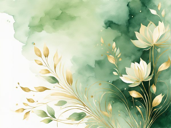 Watercolor Floral Digital Paper Pack: Beige Flowers, Green Background (10 JPGs) — image 5